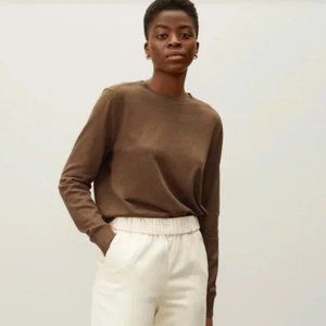Everlane | Organic Cotton Dark Camel Crew Neck Knit Sweater Size XL